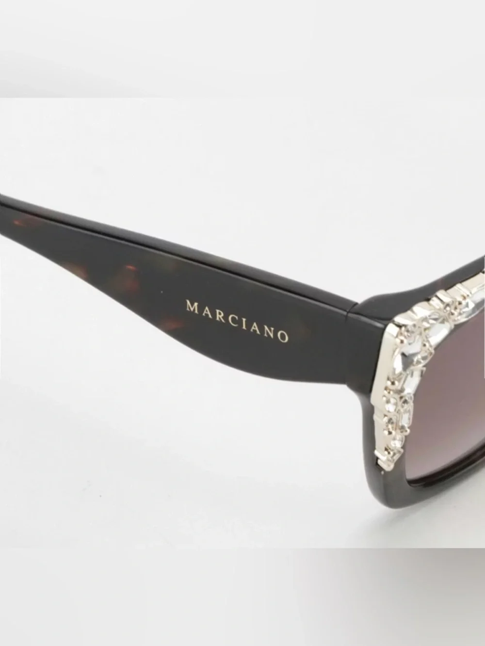 Guess By Marciano GM00027 Embellished Dark Havana Rectangular Sunglasses w/ Box